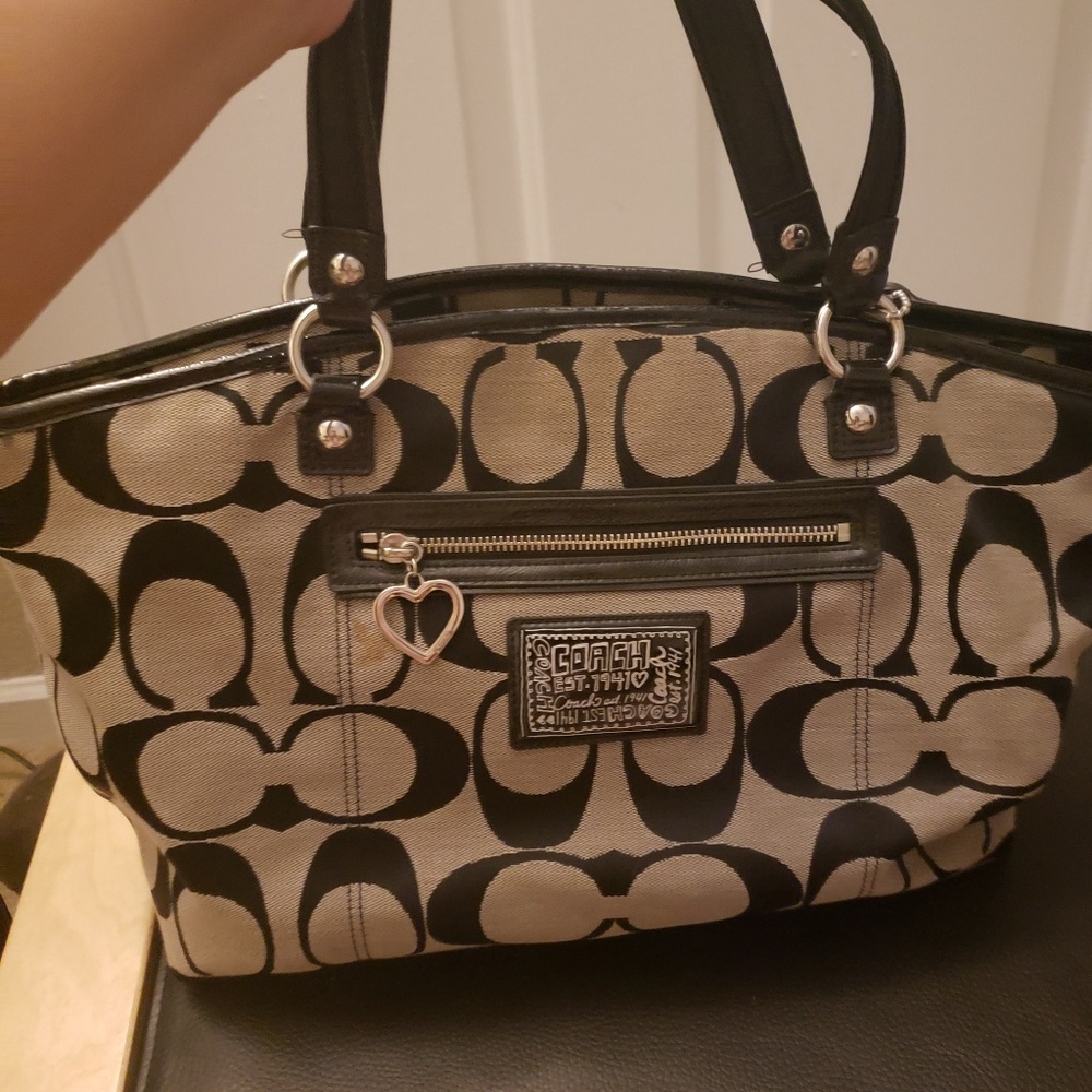 Black and white coach handbag